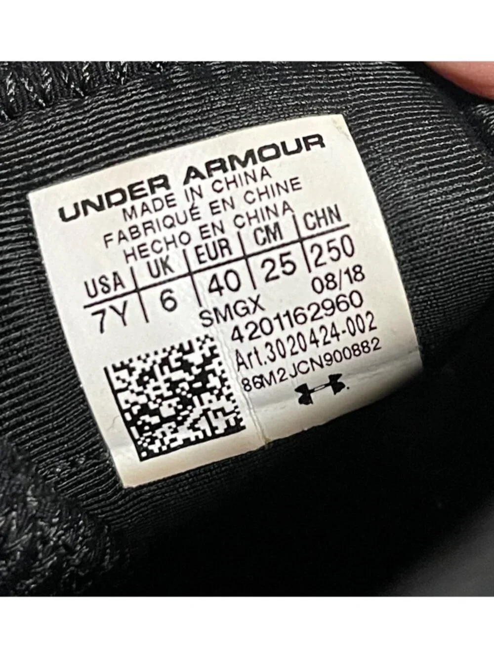 Under Armour Curry 3Zero 2 Black After Burn Youth Basketball Shoes Size 7Y